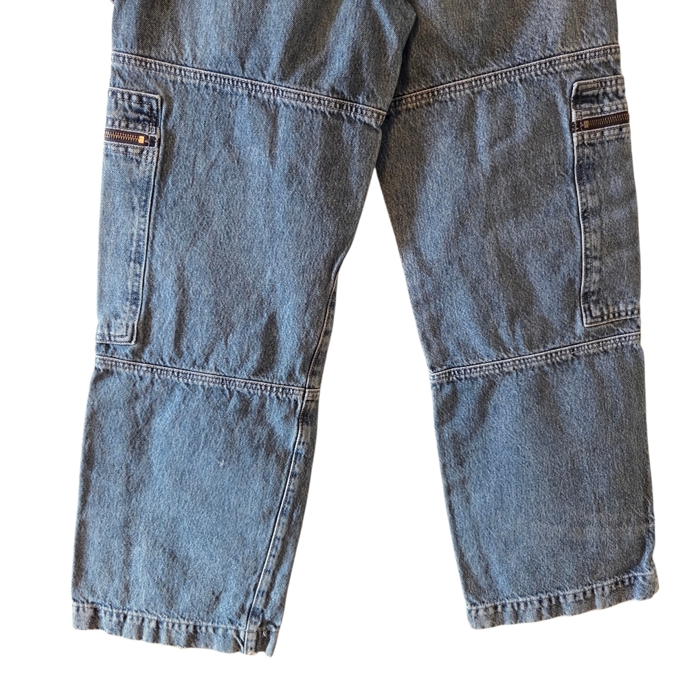 Garage Women's Jeans Size 24 Blue Cotton Denim Cargo Pants Wide Leg Y2K - Picture 13 of 14